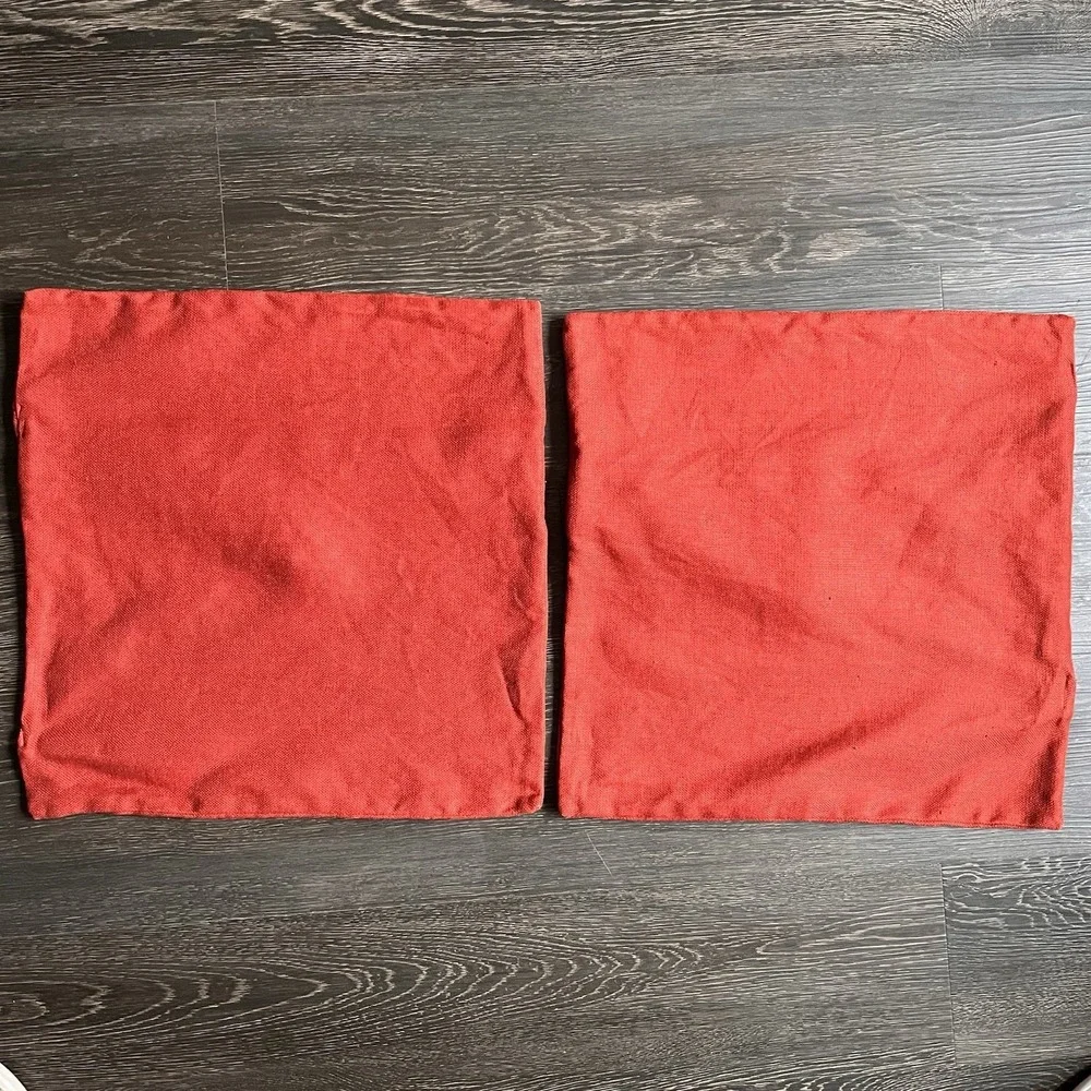 Set Of‎ 2 Pottery Barn Red Rust Linen Cushion Covers 18